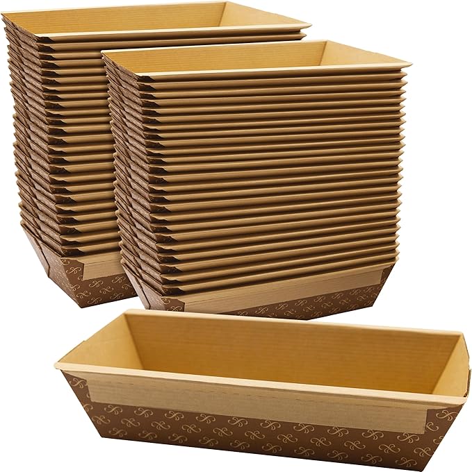 Chef-Grade Elegant 1Lb Paper Loaf Pans 10 Pk. Best Disposable Bakeable Kraft Pan Supply for Baking Bread, Small Meatloaf, Lemon Bundt Cake, Sweets for Holiday Gifts Bake Sales or Fundraiser.