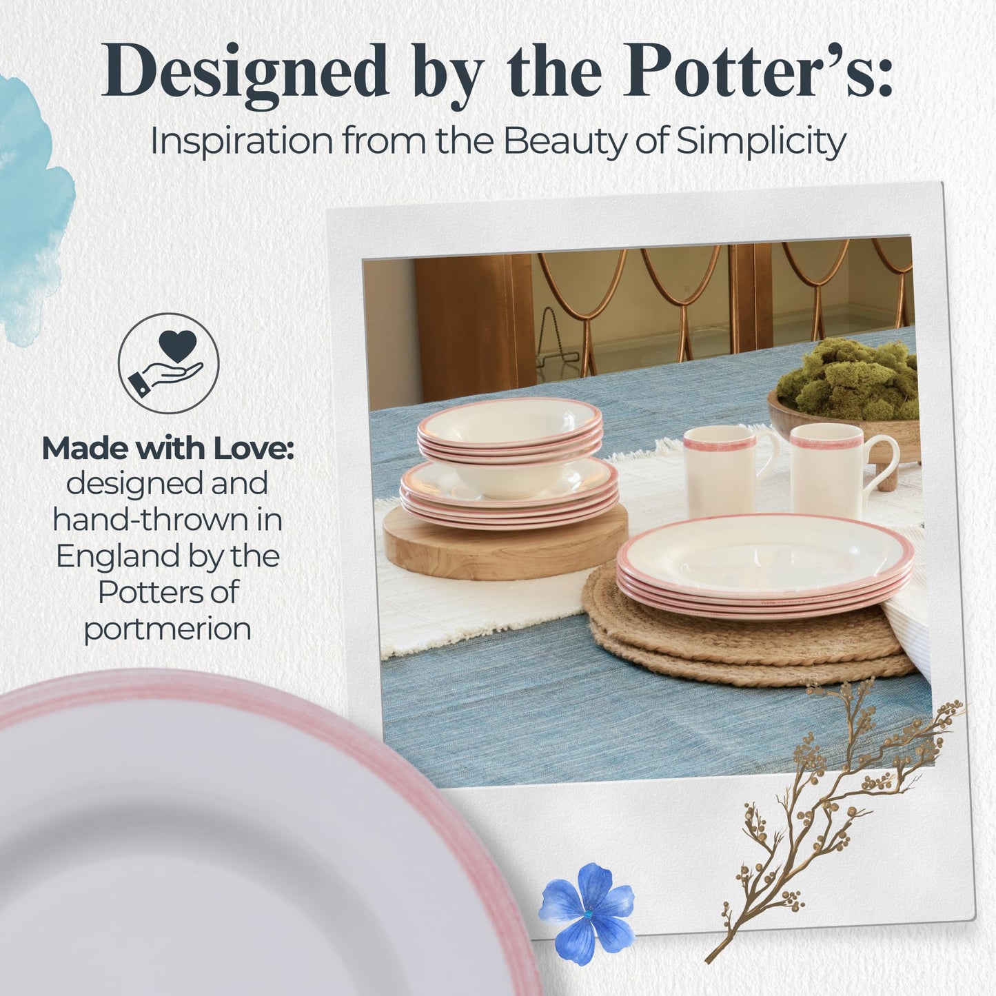 Portmeirion Potter's Mist Dinner Plate - Blue, Set of 4