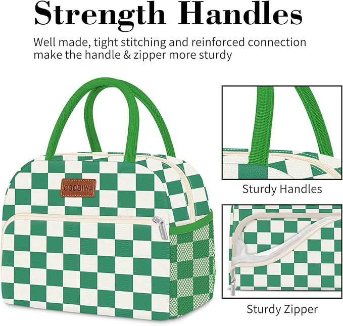 Coobiiya Lunch Bag Lunch Box for Women Men, Cute Lunch Tote Bags Insulated Reusable LunchBags Large Capacity Cooler Bag for Work Travel Picnic adults