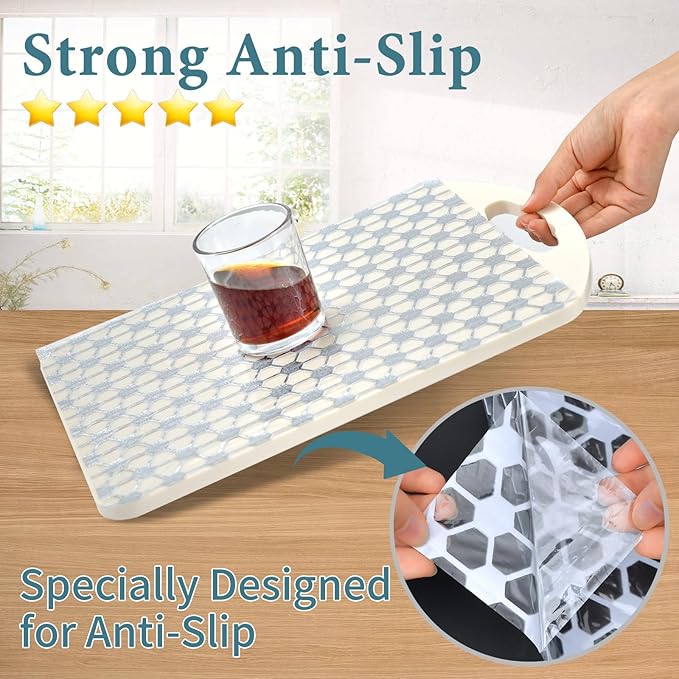 Drawer and Shelf Liner for Kitchen Cabinet: 12 in X 20 Ft Non Slip Waterproof Shelf Paper Non Adhesive Refrigerator Liners Silver Square Easy Liners for Bathroom with Knife Tape Measure