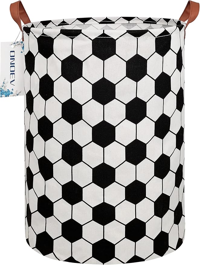 Round Fabric Storage Bin,Decorative Basket,Organizer Basket with Handles,for Clothes Storage,books & sundries (Hexagon Football), 19.7inch(H)x15.7inch(D)