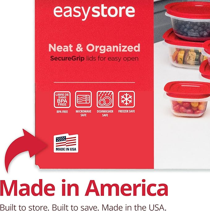 Rubbermaid EasyStore Containers, 44-Piece Set, Food Storage Containers with Lids