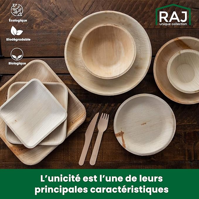 Raj Palm Leaf Disposable Heavy Duty 4" Square Bowls 50 Pack