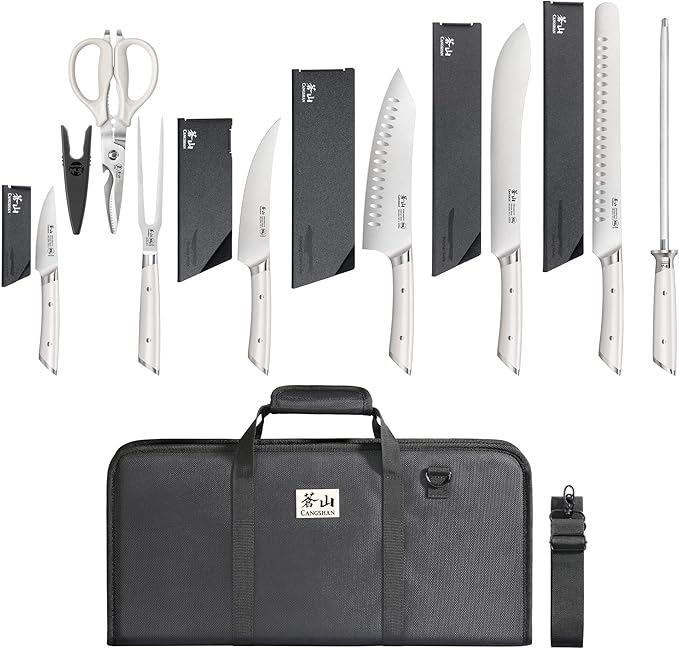 Cangshan HELENA Series German Steel Forged BBQ Knife Set (White, 8-Piece In-Drawer Set)