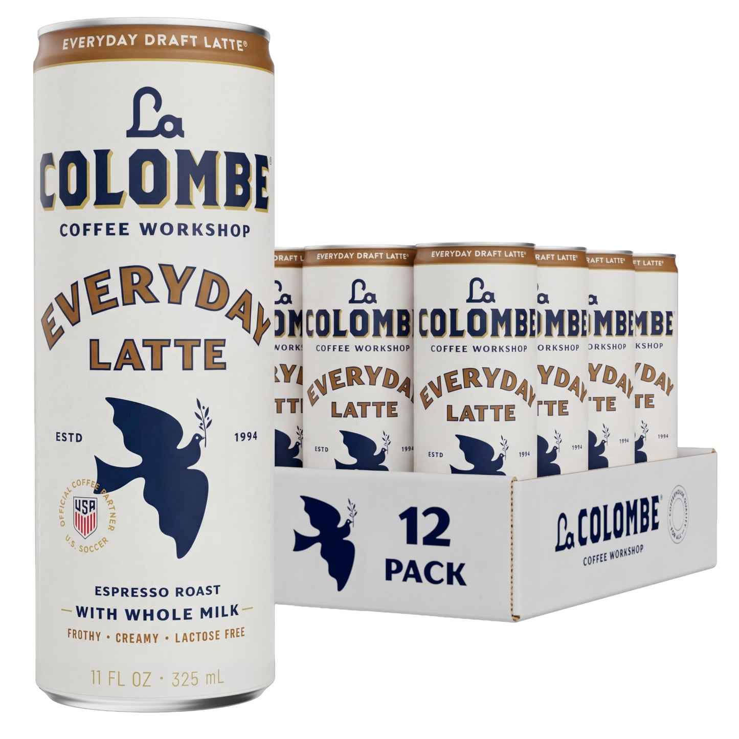 La Colombe Coffee, Triple Draft Latte, 11 fl oz Cans (Pack of 12), Coffeehouse Quality Cold Brew, Specialty Grade Coffee Beans, Ready-to-Drink On-the-Go