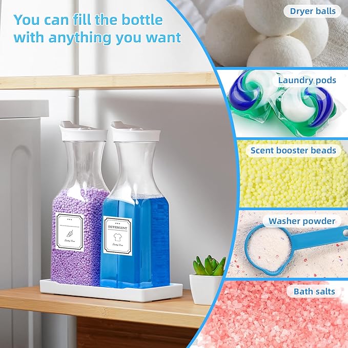 Laundry Detergent Dispenser,Laundry Soap Dispenser,Laundry Detergent Container,35OZ Fabric Softener Dispenser with Tray,Liquid Laundry Detergent Dispenser, Laundry Room Organization,Extra 4 Labels