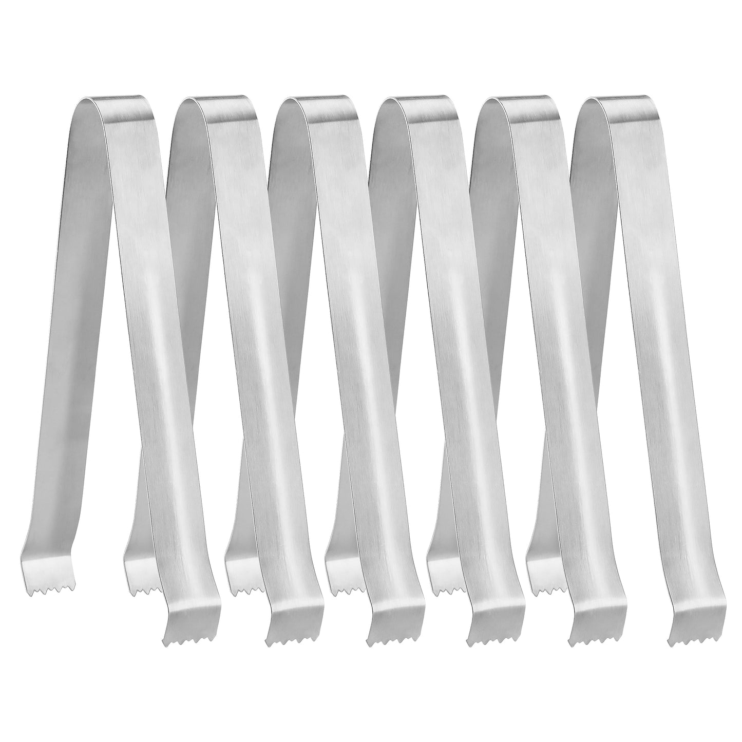 New Star Foodservice Restaurant-Grade Pom Tong, Stainless Steel, 6.5 Inch, Set of 6, Silver