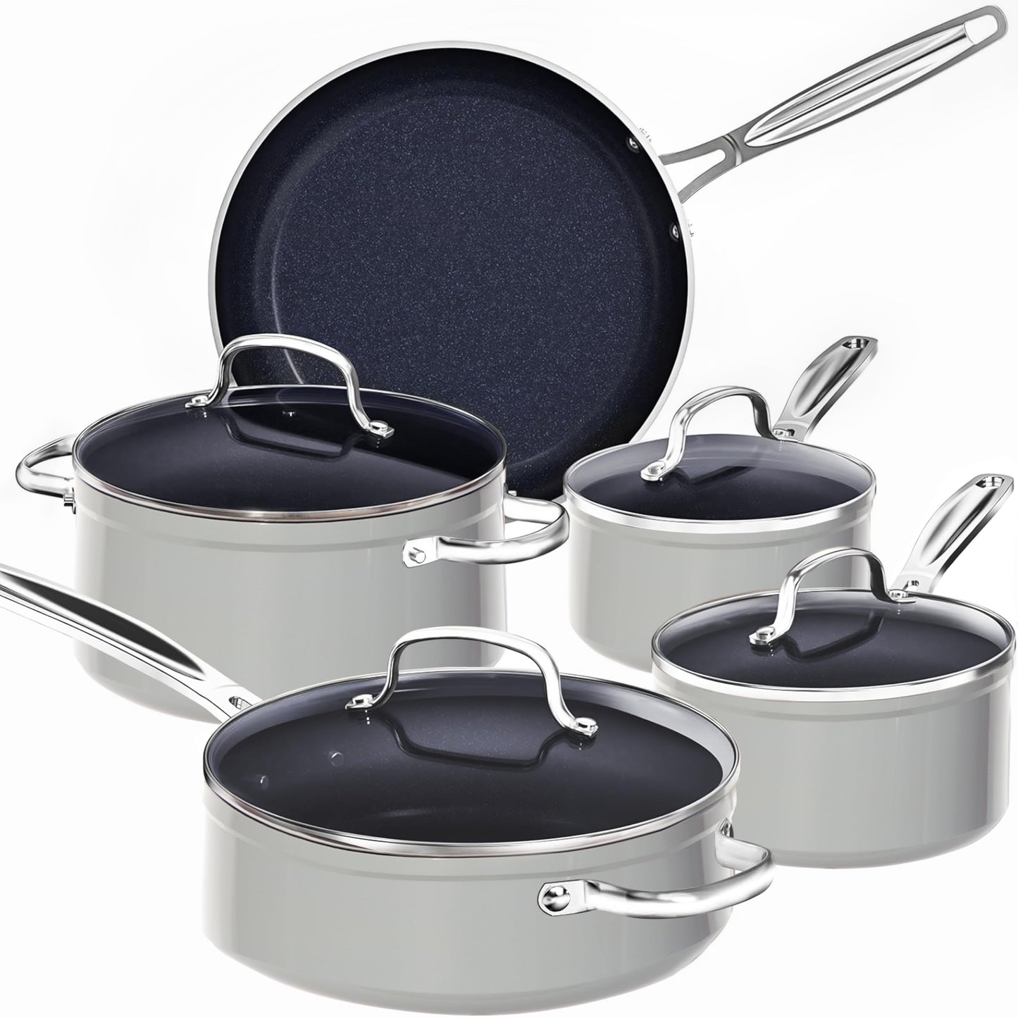 Nuwave 9pc Cookware Set Healthy Duralon Blue Ceramic Nonstick Coated