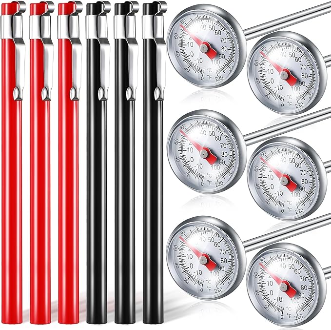Xuhal 12 Pcs Stainless Steel Kitchen Dial Thermometer 5",Black