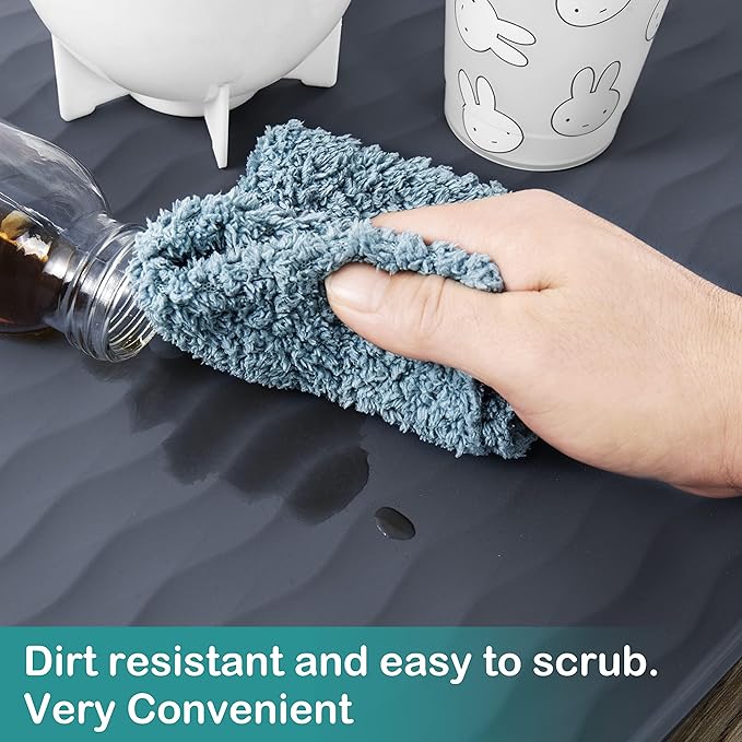 URMONA Waterproof Silicone Under Sink Mat 28'' x 22'' Shelf Liner for Kitchen and Bathroom, Cabinet and Counter Protector, Storage and Organizers, Litter Mat, Pet Cat Puppy Essentials(Brown)
