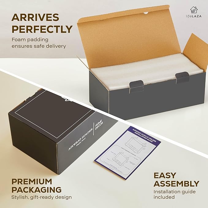 LifeLAZA Acrylic Holder and Organizer Compatible with Airwrap of Dyson and Airwrap Attachments, Airwrap Stand Storage, Countertop Airwrap Styler Rack Compatible with Airwrap Accessories