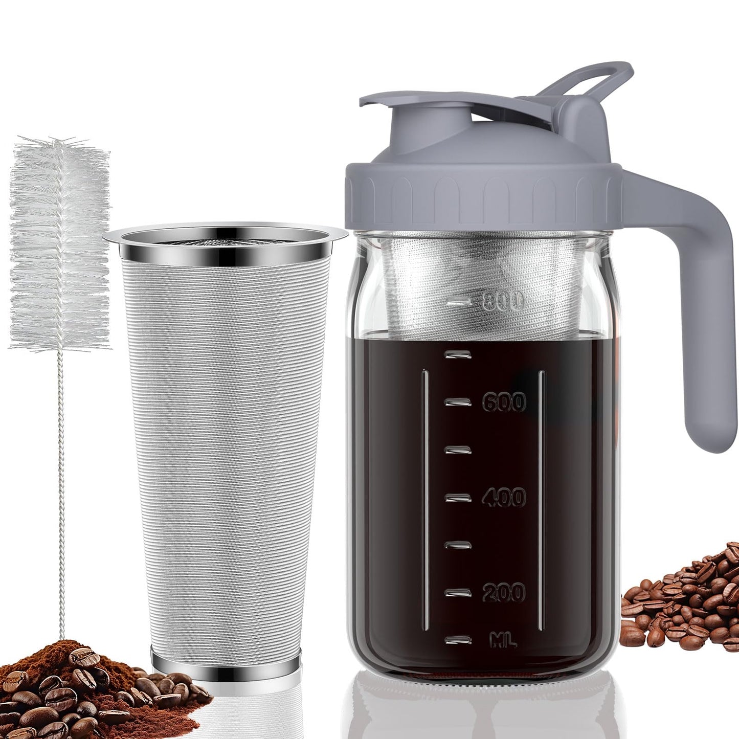 JunVpic Cold Brew Coffee Maker, 64 oz Glass Mason Jar Pitcher