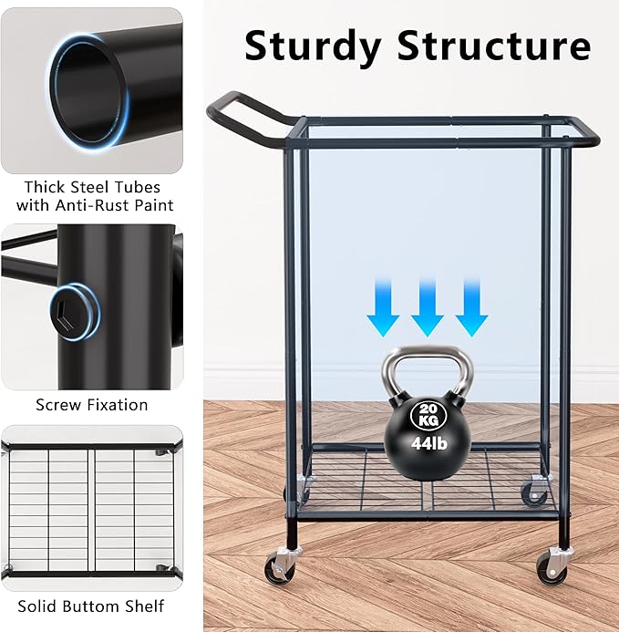 150L Laundry Basket with Wheels, Double Rolling Laundry Hamper with Metal Frame and Removable Bag, Dirty Clothes Hampers for Bedroom, Bathroom, Dorm Room, Black