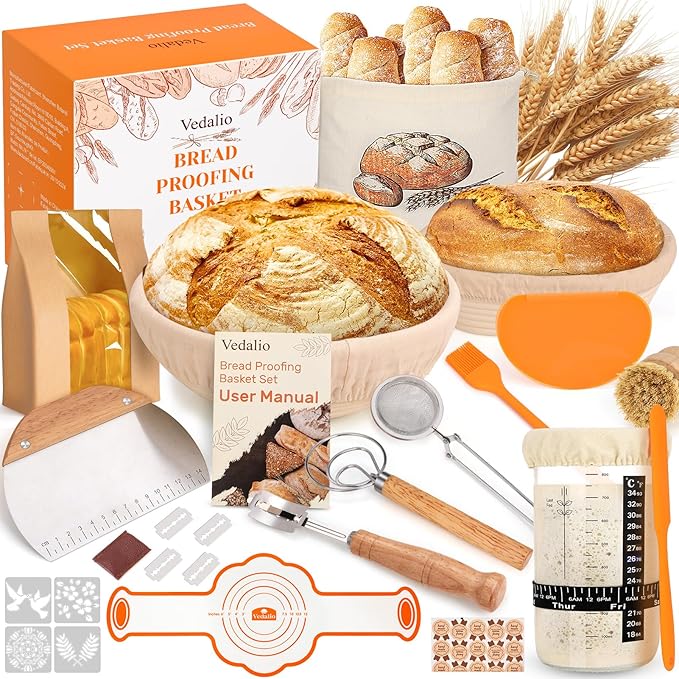 Sourdough Starter Kit, Sourdough Bread Baking Supplies, Sourdough Kit for Modern Home and Kitchen, Sourdough Bread Basket, Sour Dough Kit, Bread Making Tools Kit Gifts for Bakers Women Wife Mom