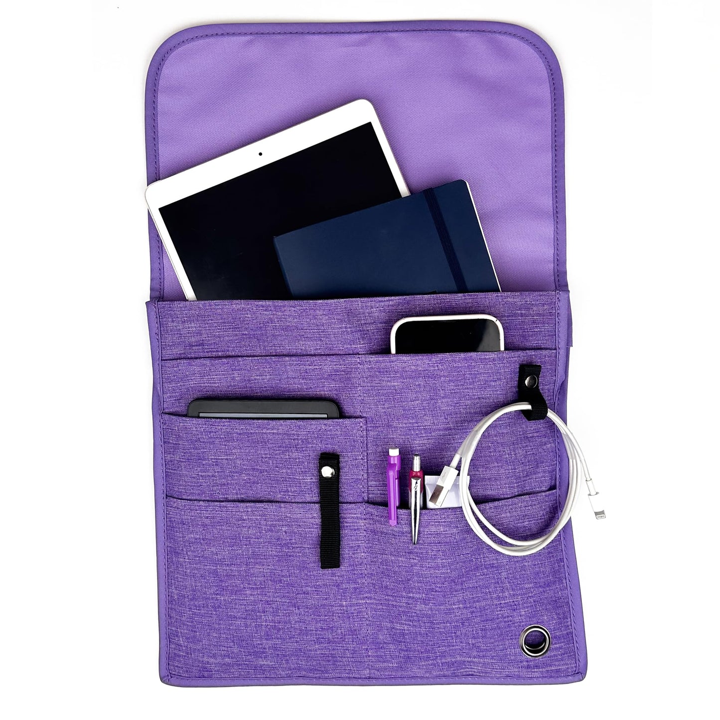 Airplane Pocket Organizer | Tray Table Cover | In Flight Seat Back Organizer Bag | Commuter Essential Travel Bag | Media Pouch For Flying | Travel Gift | Attaches To Luggage