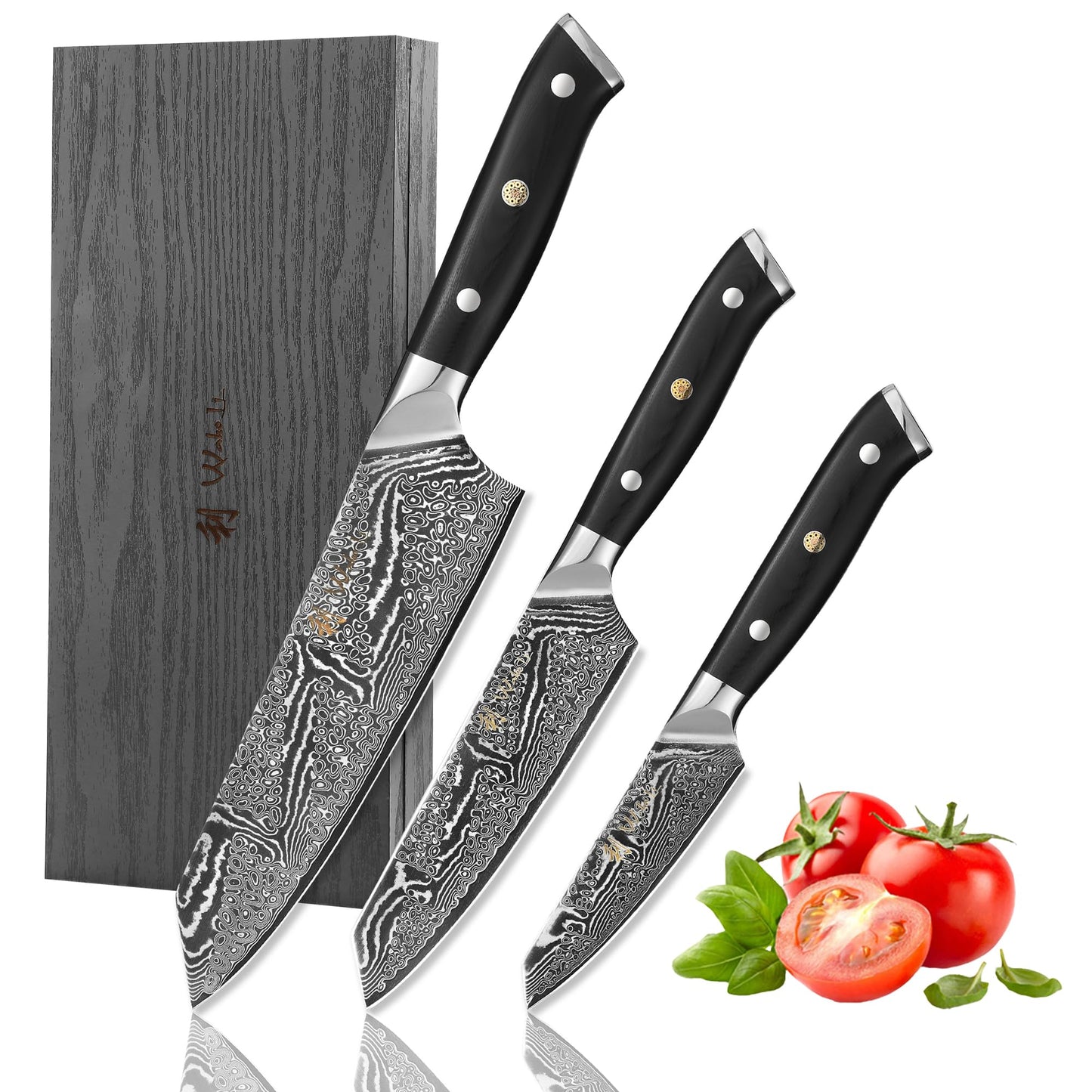 Wakoli Nitoko Santoku Chef Knife, 7.1-Inch VG10 Damascus Steel, G10 Handle