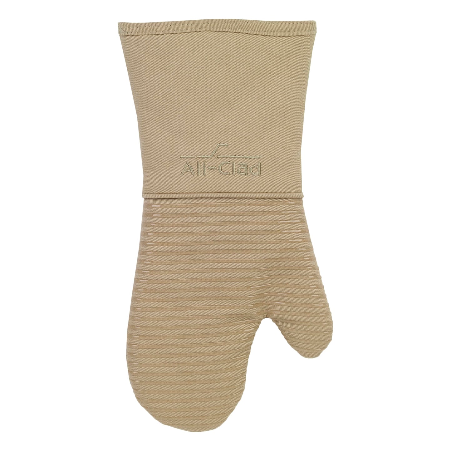 All-Clad Silicone Oven Mitts: Heat Resistant to 500 Degrees - 100% Cotton & Silicone, 14"x7" Pot Holders for Kitchen and Barbeque, 2-Pack, Almond