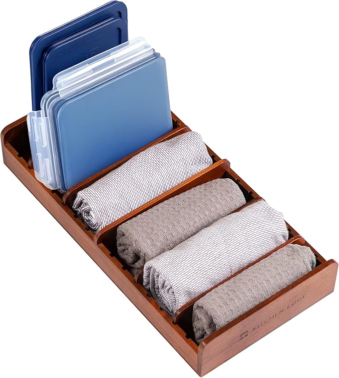 KitchenEdge Kitchen Towel & Storage Organizer, Acacia