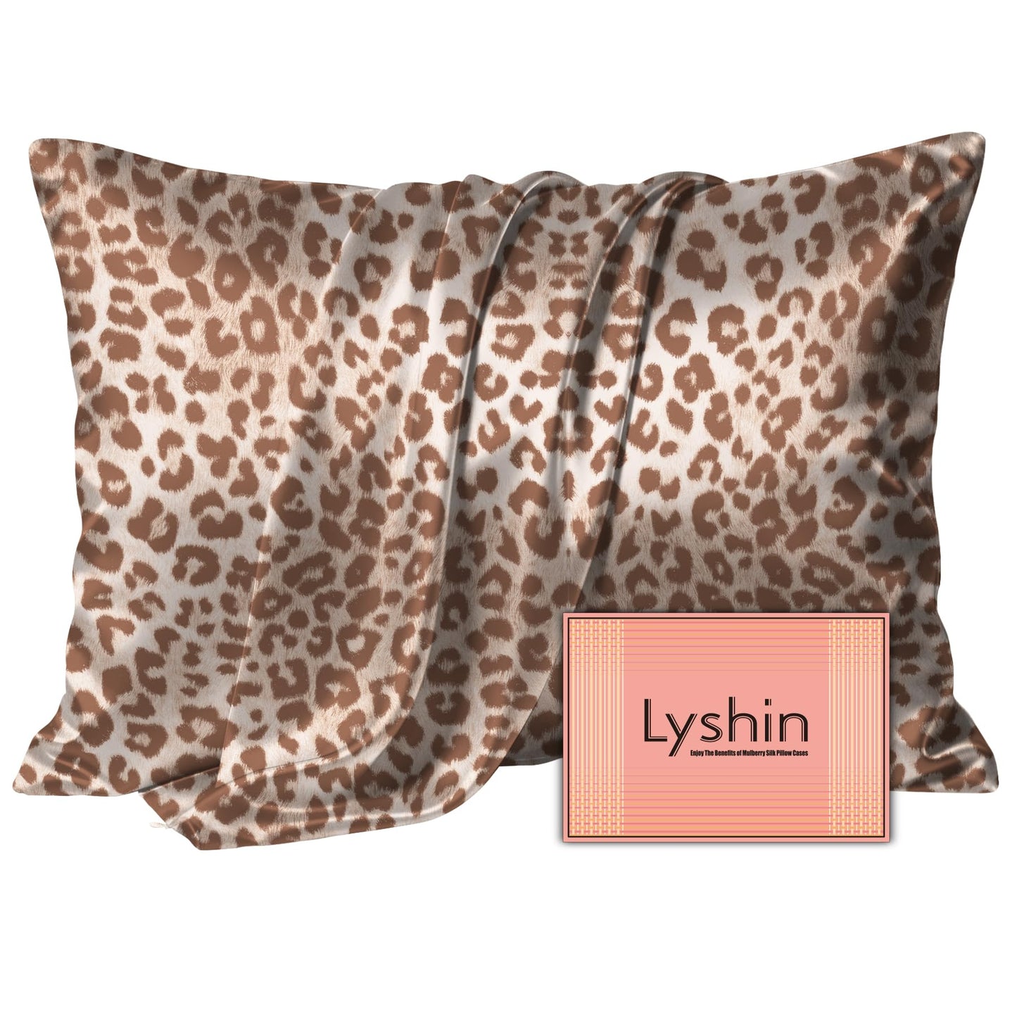 LYSHIN Silk Pillow Cases Standard Size with Hidden Zipper, Leopard