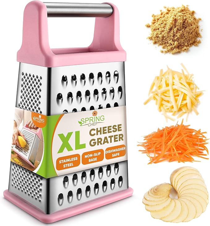 Spring Chef Stainless Steel XL Cheese Grater for Kitchen, Sapphire