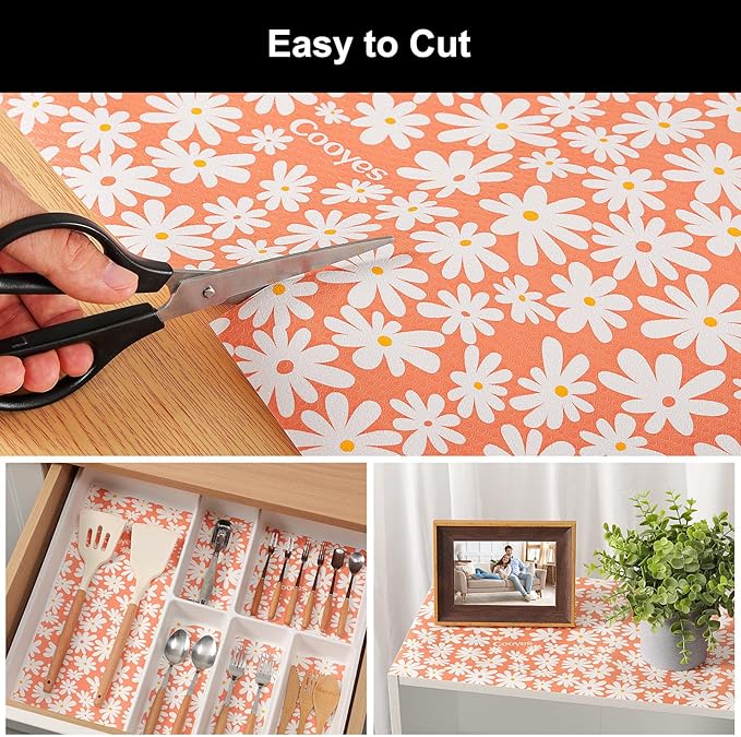 Cooyes Shelf Liner – Premium Non-Adhesive Cabinet & Drawer Liner for Kitchen – Waterproof Shelf Paper with Modern Pattern – Durable EVA Cabinet Mat – Easy to Cut （24" W x 240" L）