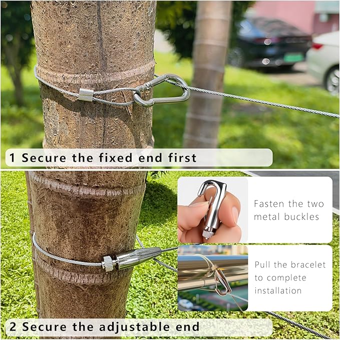 Travel Clothesline Length 9.8Ft with 12 Clothespins, Wire Rope Adjustable Length, Indoor Clothesline, Outdoor Camping Accessories