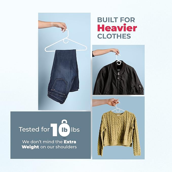 Neaties Heavy Duty Clothes Hangers 30 Pack – Made in The USA – 8lb Capacity Plastic Hangers for Adult Clothing – Durable for Pants, Coats, Jackets, or Jeans – White & Pink