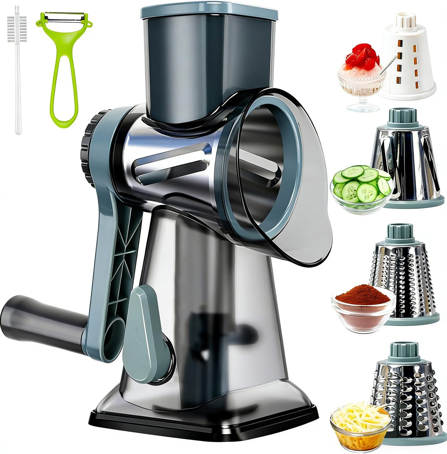 KalraMay Rotary Cheese Grater with Handle, Multifunctional Cheese Shredder