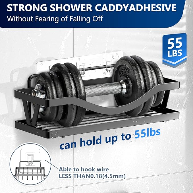 Shower Caddy Adhesive Replacement Hooks, Strong Waterproof Strips, No Drilling for Bathroom Shelves, Kitchen Racks, and Soap Holders (Transparent-6 Pack 1&3 Hook)