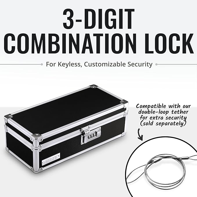 Vaultz Locking Medicine Storage Box with Combination Lock, 3.75" x 11.88" x 5.25", Black (VZ03480)