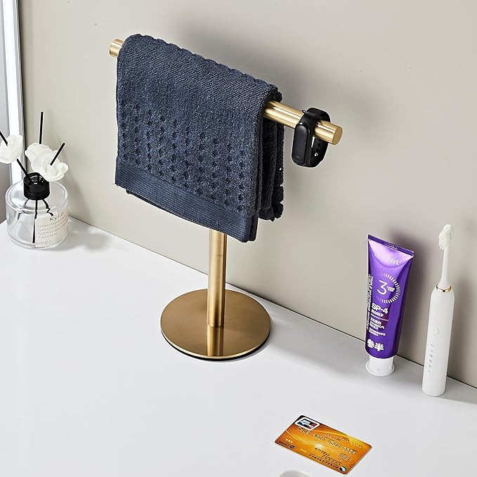 Bathroom Hand Towel Holder Stand，T-Shape Hand Towel Holder Stand SUS304 Stainless Steel for Bathroom，Kitchen or Vanity Countertop