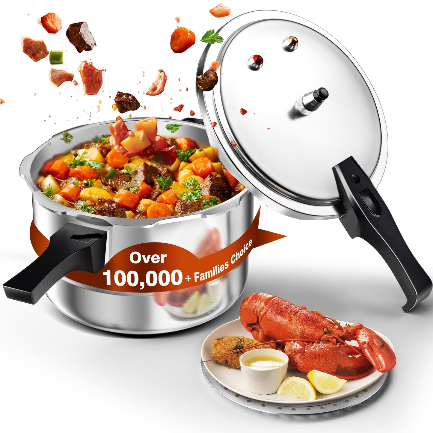 Wantjoin Aluminum Pressure Cooker 23Qt Pressure Canner, Pressure Pot with Pressure Control for Home Kitchen or Restraurant, Commercial Pressure Cooker with Gauge