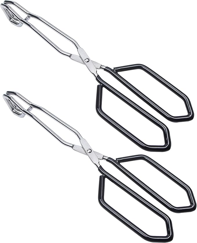 MSY BIGSUNNY Stainless Steel Scissor Tongs Heavy Duty Cooking Tongs with Soft Handles (2, red 11" + 11")