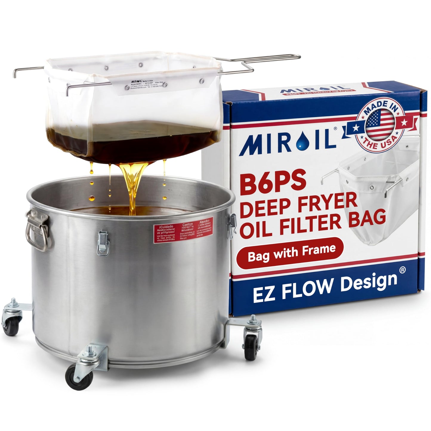 MirOil 6 Gallon Blue Oil Grease Bucket & Filter Pot