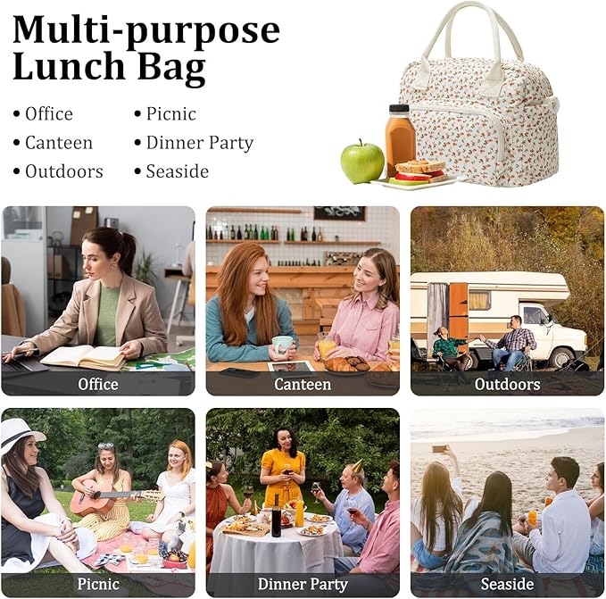 MEXS Insulated Lunch Bag for Women Men Large Reusable Lunch Box Adult Leakproof Portable Cooler Tote Bags for Work Picnic