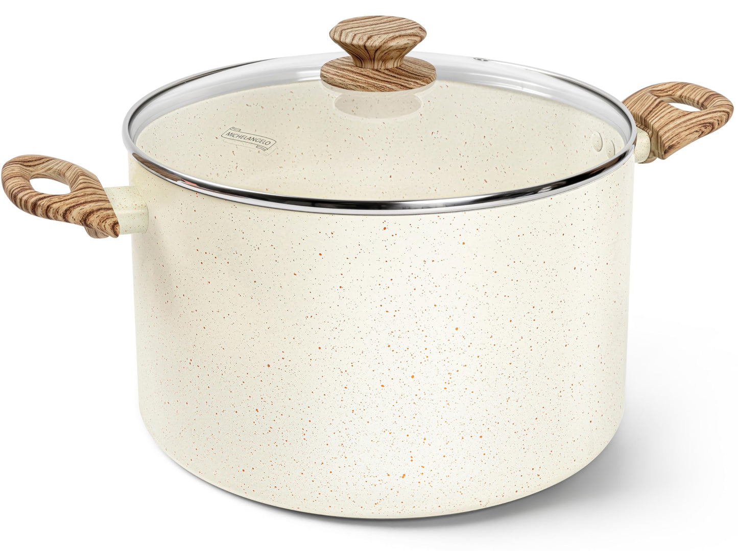 MICHELANGELO Nonstick Cooking Pot - 6 Quart Soup Pot with Lid for Family Meals, Non-Toxic Stockpot with Stay-Cool Handles, Induction Ready, Easy Cleanup, PFOA & PFOS Free