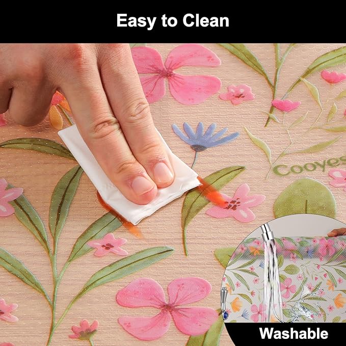 Cooyes Shelf Liner – Premium Non-Adhesive Cabinet & Drawer Liner for Kitchen – Waterproof Shelf Paper with Modern Pattern – Durable EVA Cabinet Mat – Easy to Cut （12" W x 120" L）