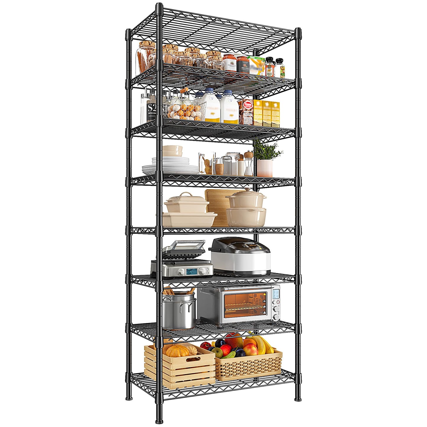 DurayLoly 8-Tier Wire Shelving Unit,1200LBS Storage Shelves,Pantry Kitchen