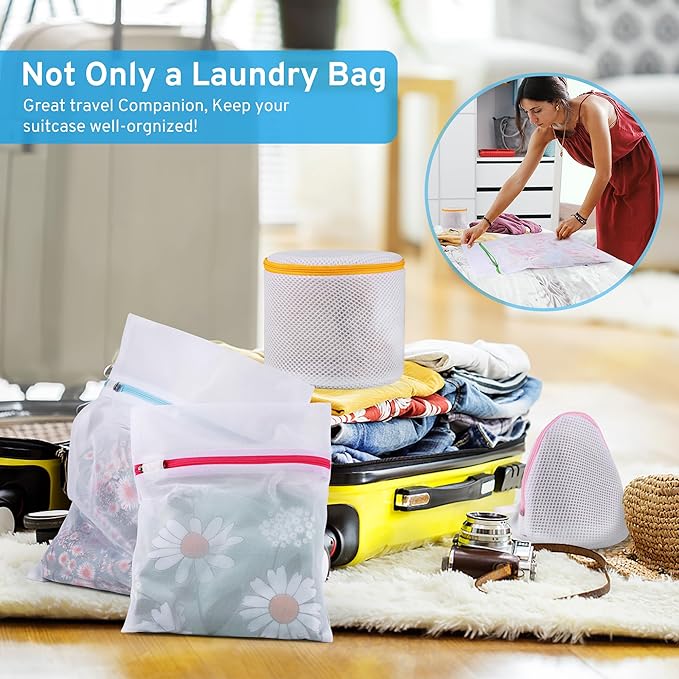 4 Pcs Mesh Laundry Bags Set for Delicates with AUTO-Lock Zipper, Lingerie Bags for Washing Delicates, Laundry Bags Mesh Wash Bags, Delicates Laundry Bag for Jeans,Blouse,Stocking,Bra(XL, 24" x 20")