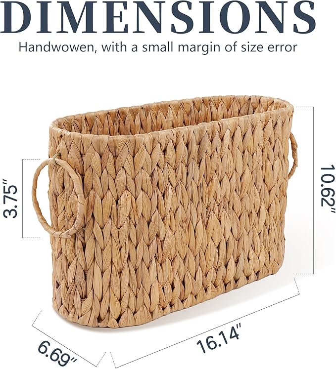Toilet Paper Storage Basket, Water Hyacinth Toilet Paper Holder for Up to 6 Mega Rolls, Wicker Basket for Bathroom Accessories Organizer, Boho Hand Woven Rattan Decorative Decor, Natural