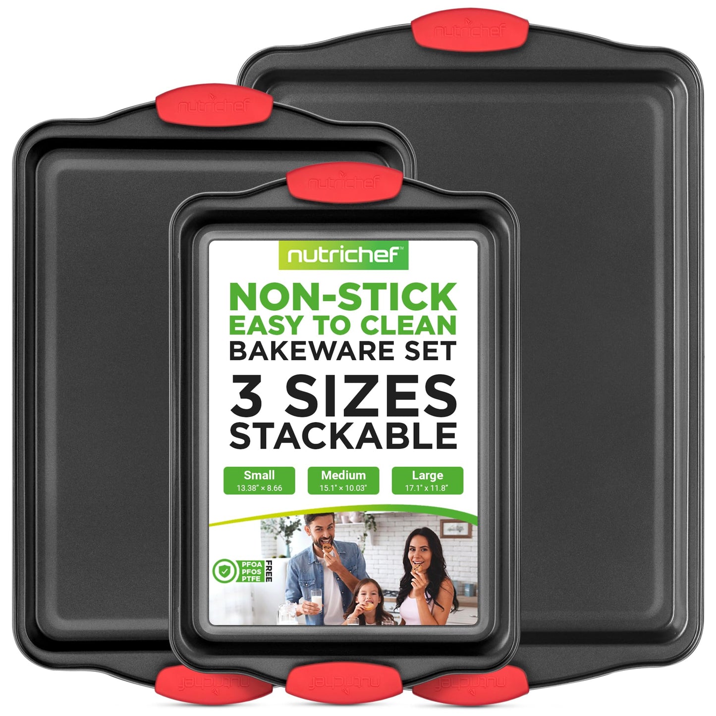NutriChef 42 Pc Bakeware Set Nonstick, Carbon Steel Baking Pans w/Utensils
