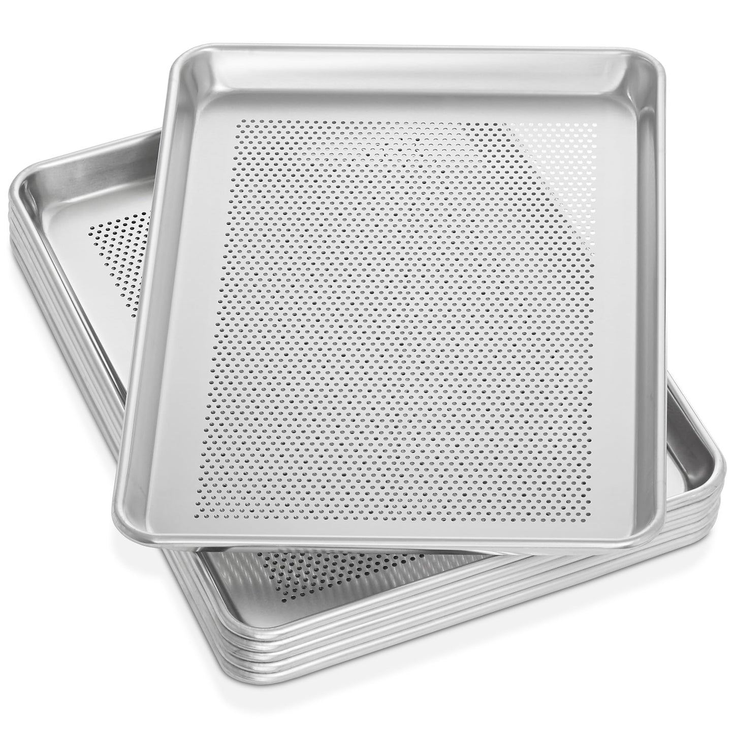 GRIDMANN 13" x 18" Commercial Grade Perforated Aluminum Baking Sheet Pan, Half Size Baking Tray - 6 Pans