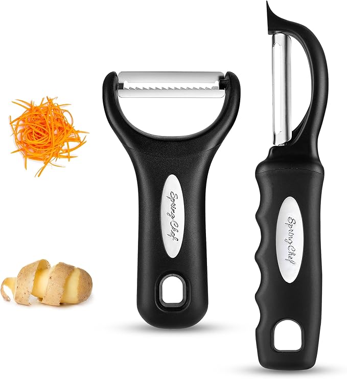 Spring Chef Swivel Vegetable Peeler & Y Potato Peeler w/Soft Grip Handles