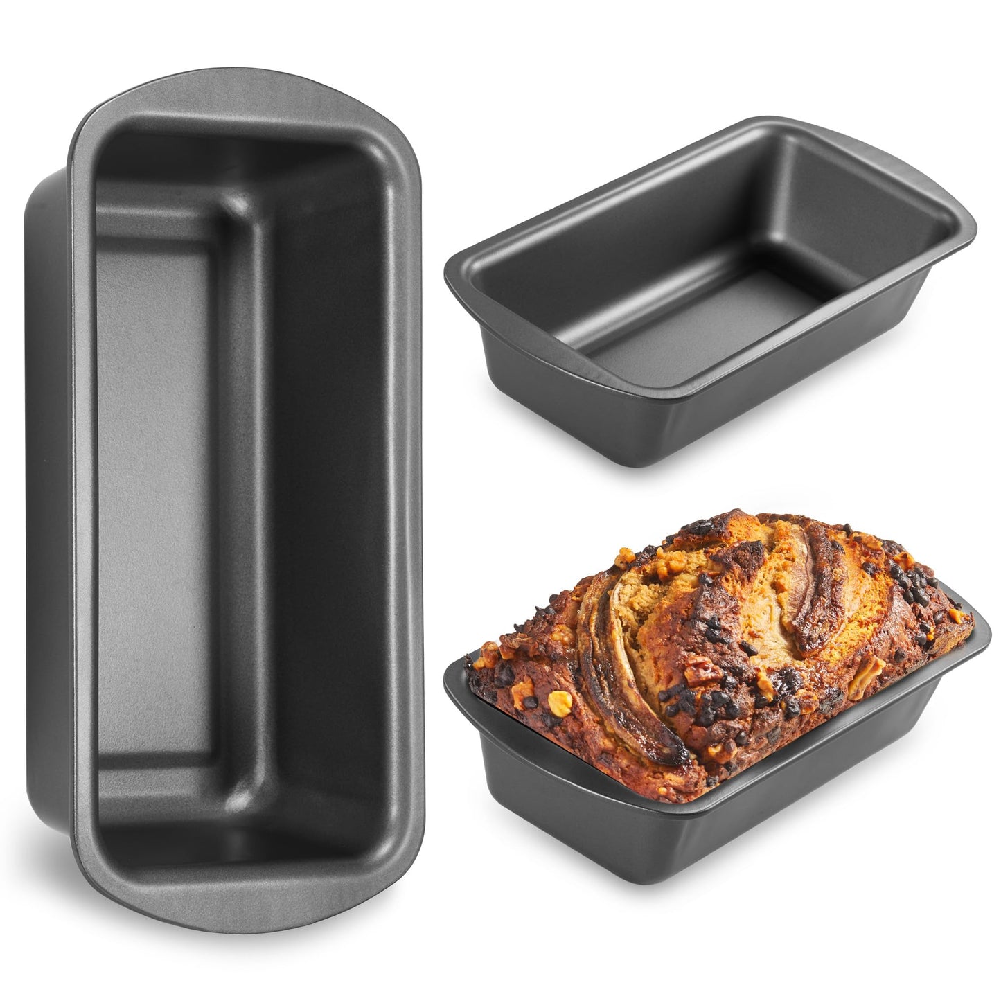 HONGBAKE 6 Pack Mini Loaf Pan for Baking Bread, 6 x 3.3 x 2 Inches Nonstick Small Banana Bread Tins Set for Homemade,Tiny Carbon Steel Meatloaf Pan - Dark Grey