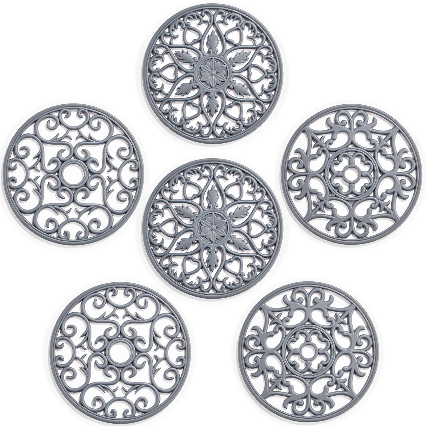 SMARTAKE 6 Set Silicone Trivet Mats for Hot Dishes Pots and Pans (Red)
