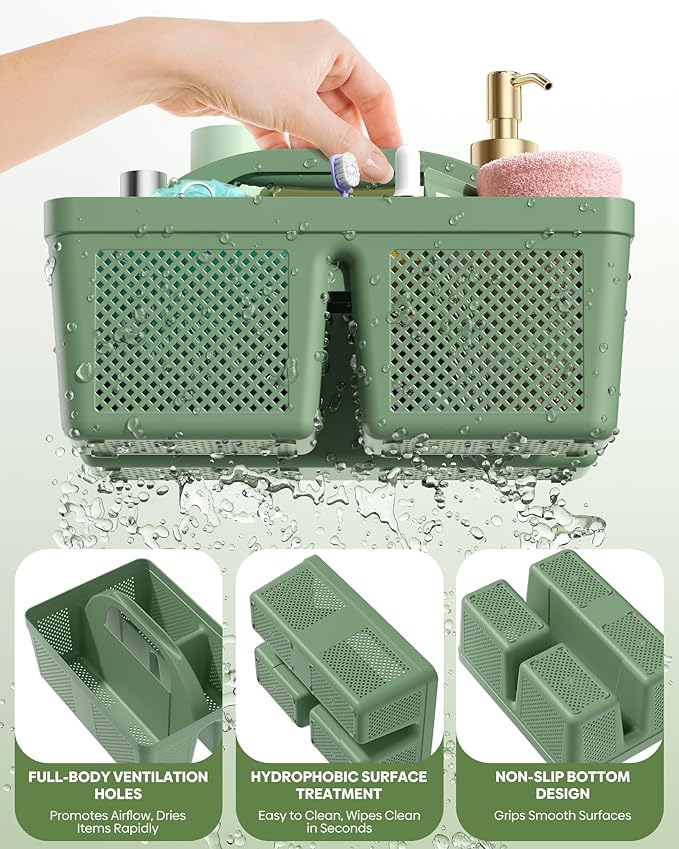 4 PCS Portable Shower Caddy, Integrated Handle, Reinforced Plastic, Organizer Storage Bathroom Supplies and Beauty Products, Cleaning Supplies, Shower Basket for Home, Dorm, Shelf and Cabinet