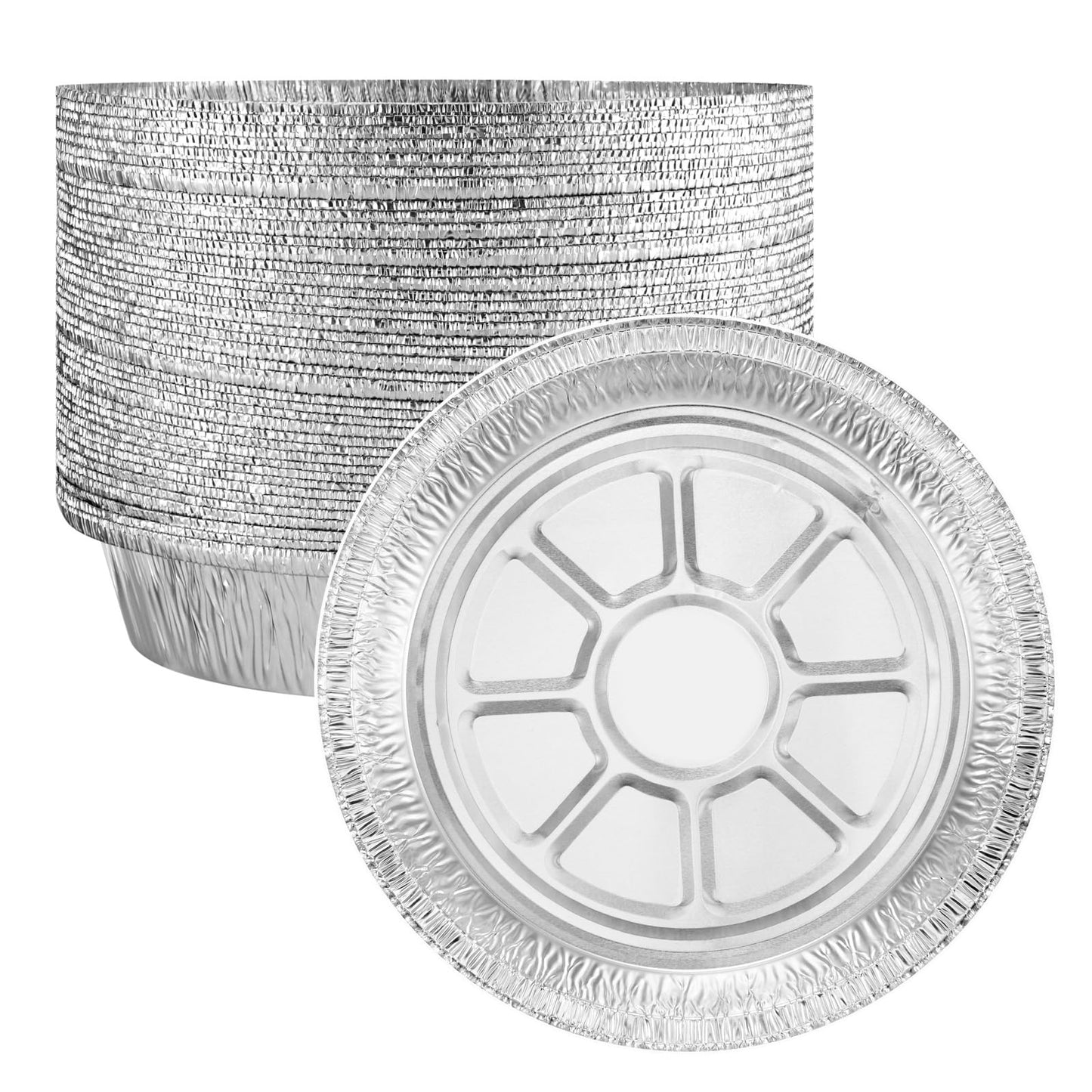 MESTAEK 7 Inch Round Aluminum Foil Pans with Clear Lids, 50 Pack