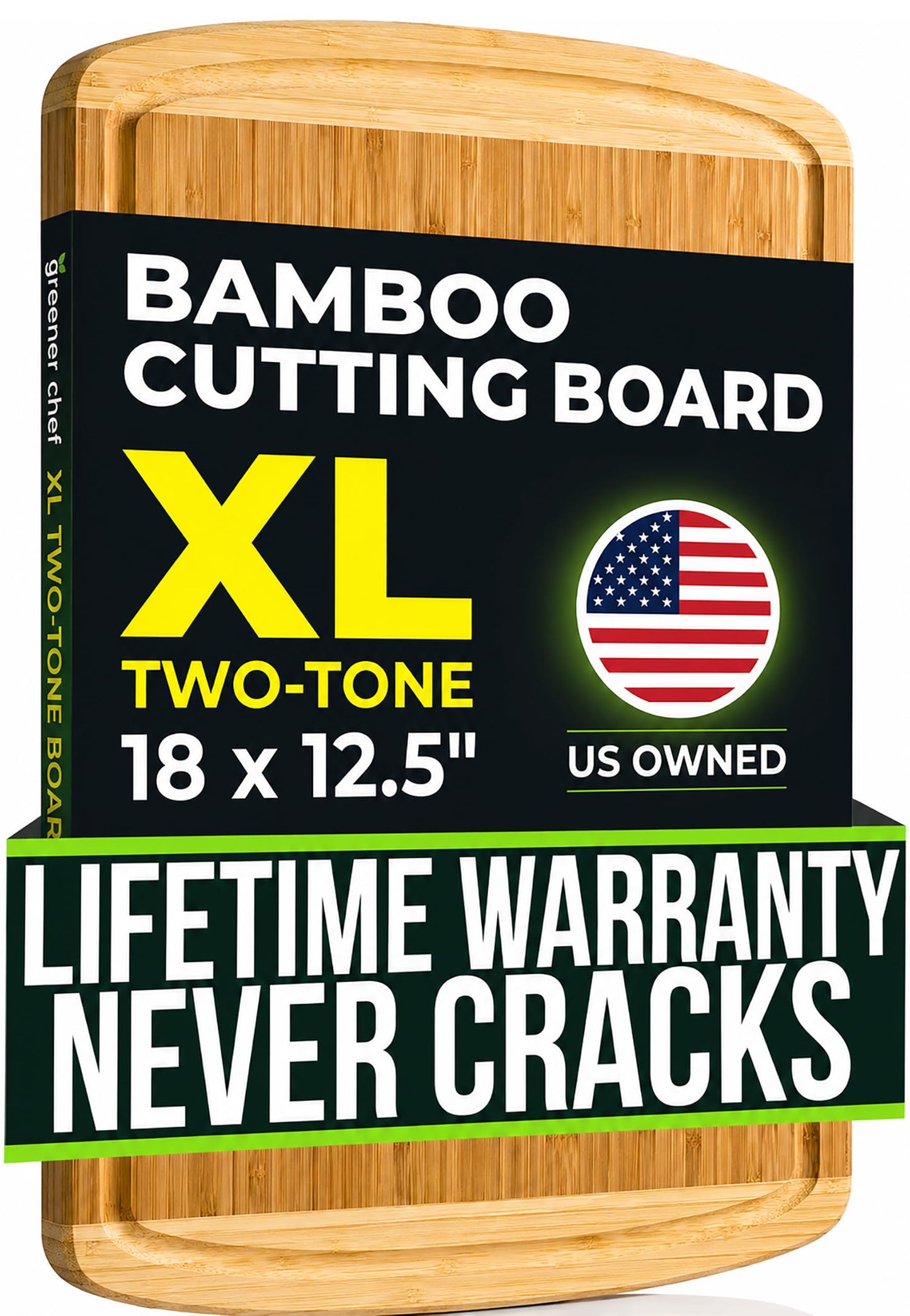 GREENER CHEF 12 Inch Small Bamboo Cutting Board with Lifetime Replacements - Small Wooden Chopping Board for Kitchen, Meat, Vegetables, Cheese, Bread, Charcuterie, and Everyday Food Prep