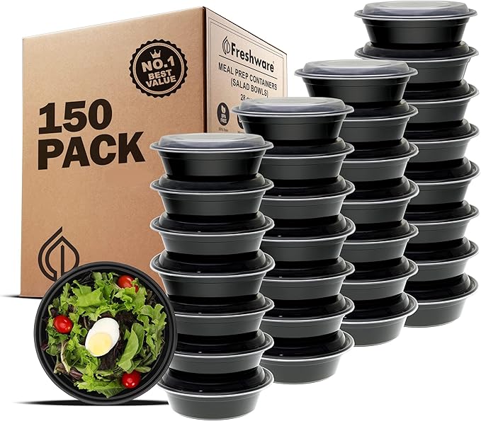 Freshware Meal Prep Containers with Lids [15 Pack] 3 Compartment, Food Storage Containers, Bento Box, BPA Free, Stackable, Microwave/Dishwasher/Freezer Safe (32 oz)