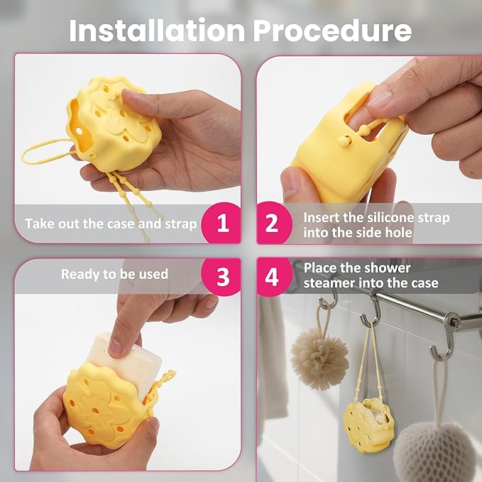 Blue Silicone Shower Steamer Tray/Holder/Hanger, Hangable&Durable Shower Steamer Holder, Long Lasting Bath Bombs Container, Aromatherapy Diffuser Containers, Bathroom Accessory for Bathroom Decor